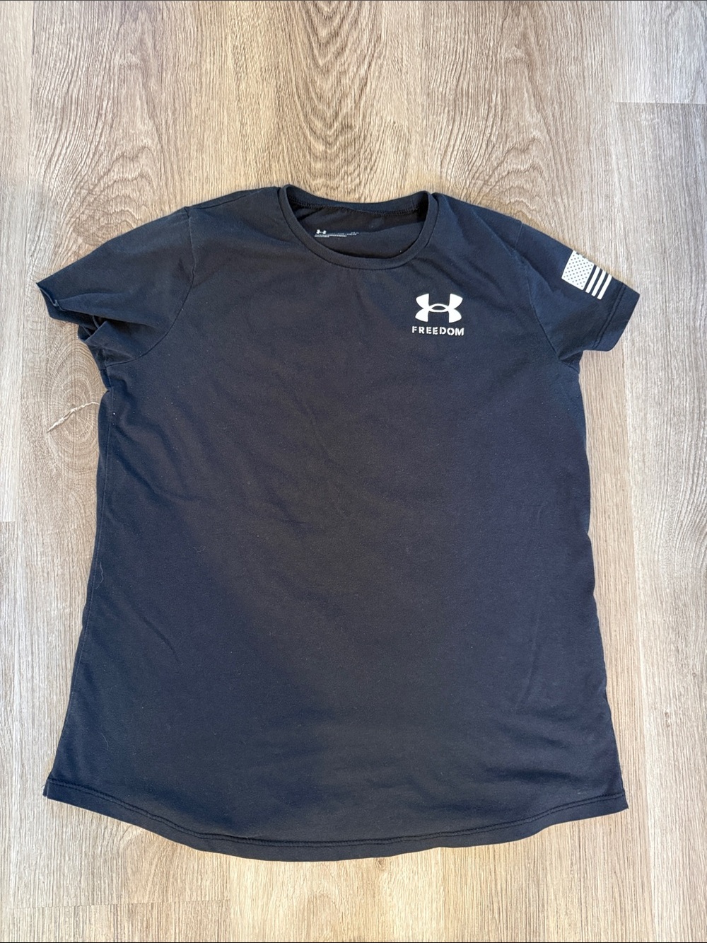 Under Armour Black Freedom Logo Athletic Loose Fit Tee Boys Large